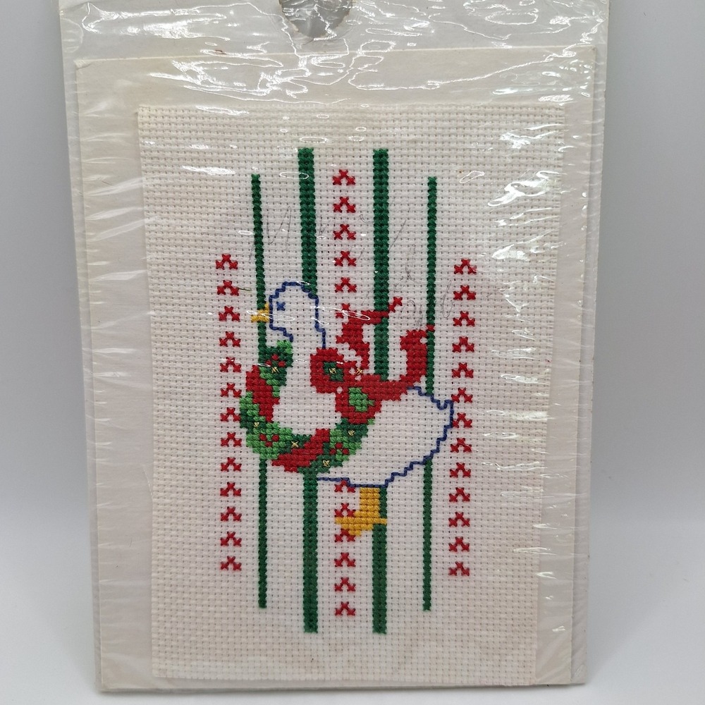 Vintage "Designs For The Needle Christmas Goose" Half Way Completed Ornament